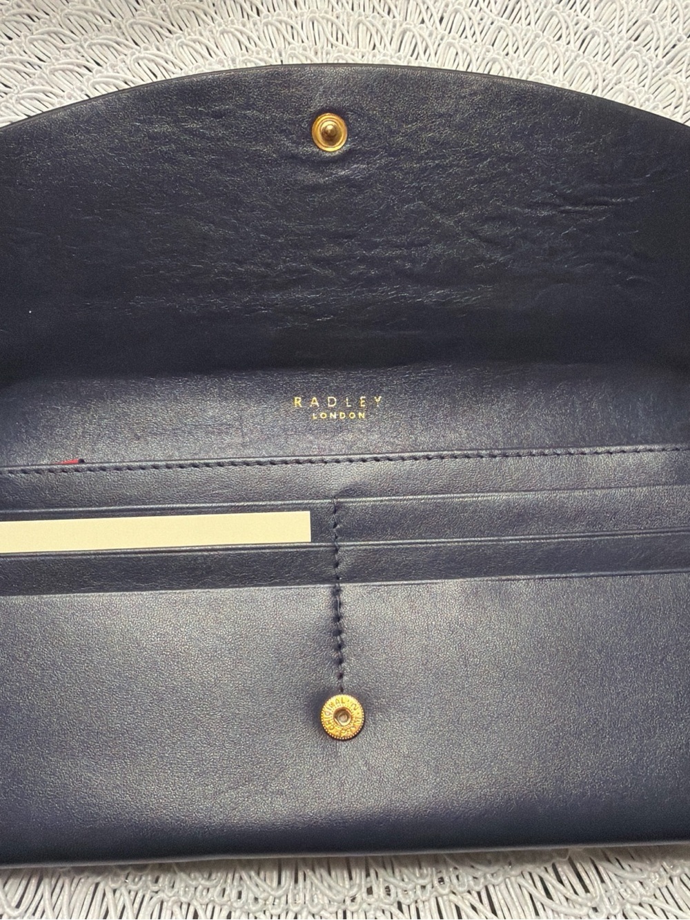 RADLEY LONDON Navy and Tan Leather Zip Clutch Wallet